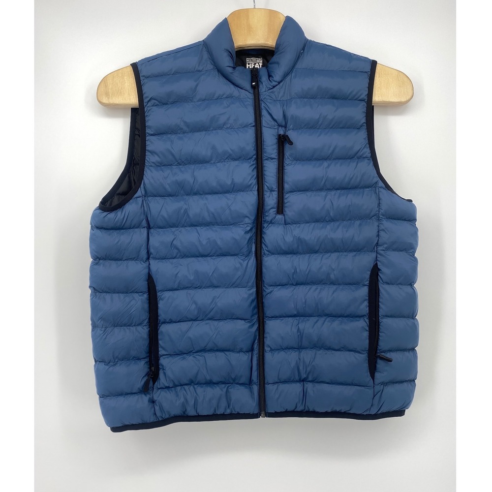 32 Degrees Heat Puffer Vest Mens XL Blue Quilted Full Zip Lightweight Layering